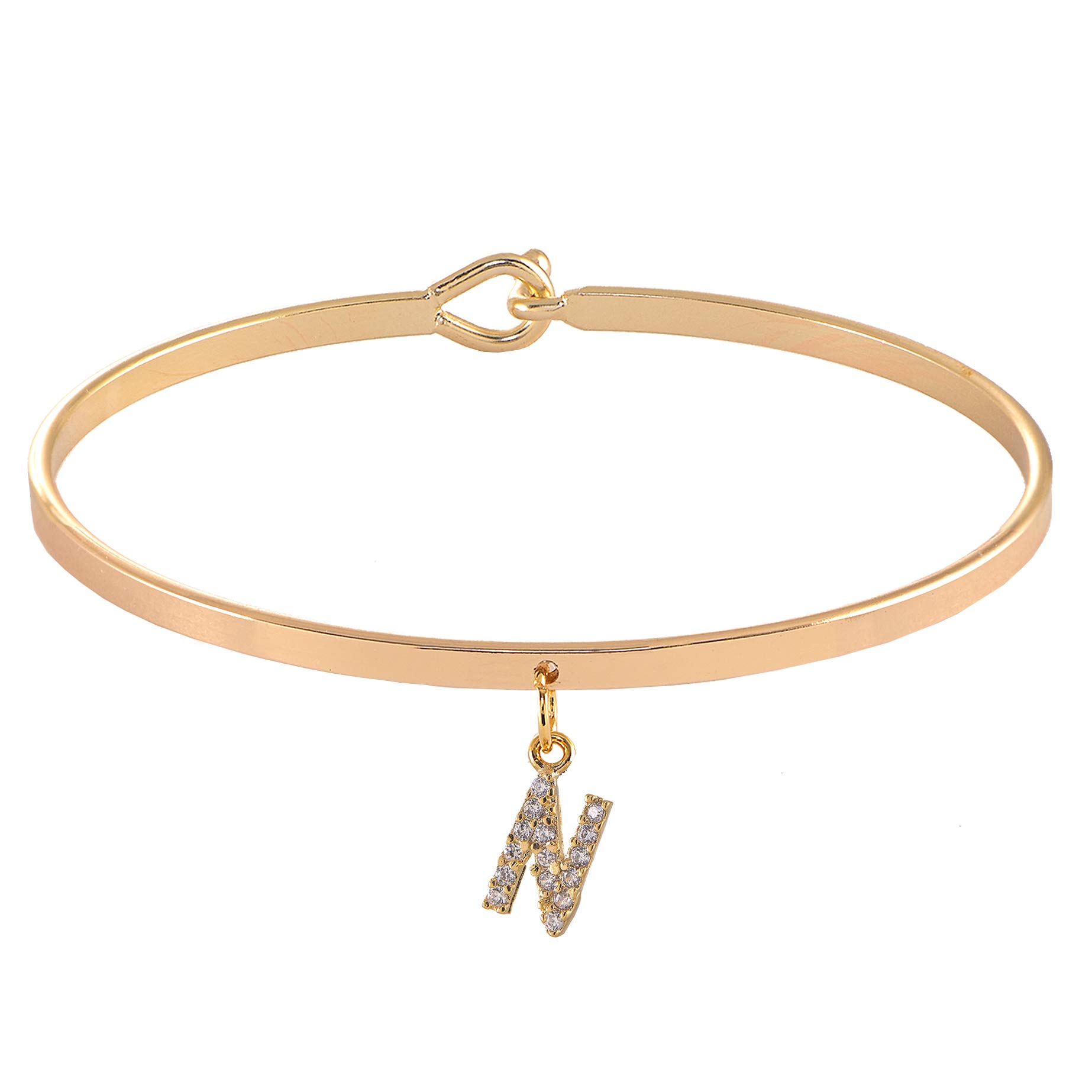 Spinningdaisy Dangling Crystal Initial Charm Cuff Bracelet