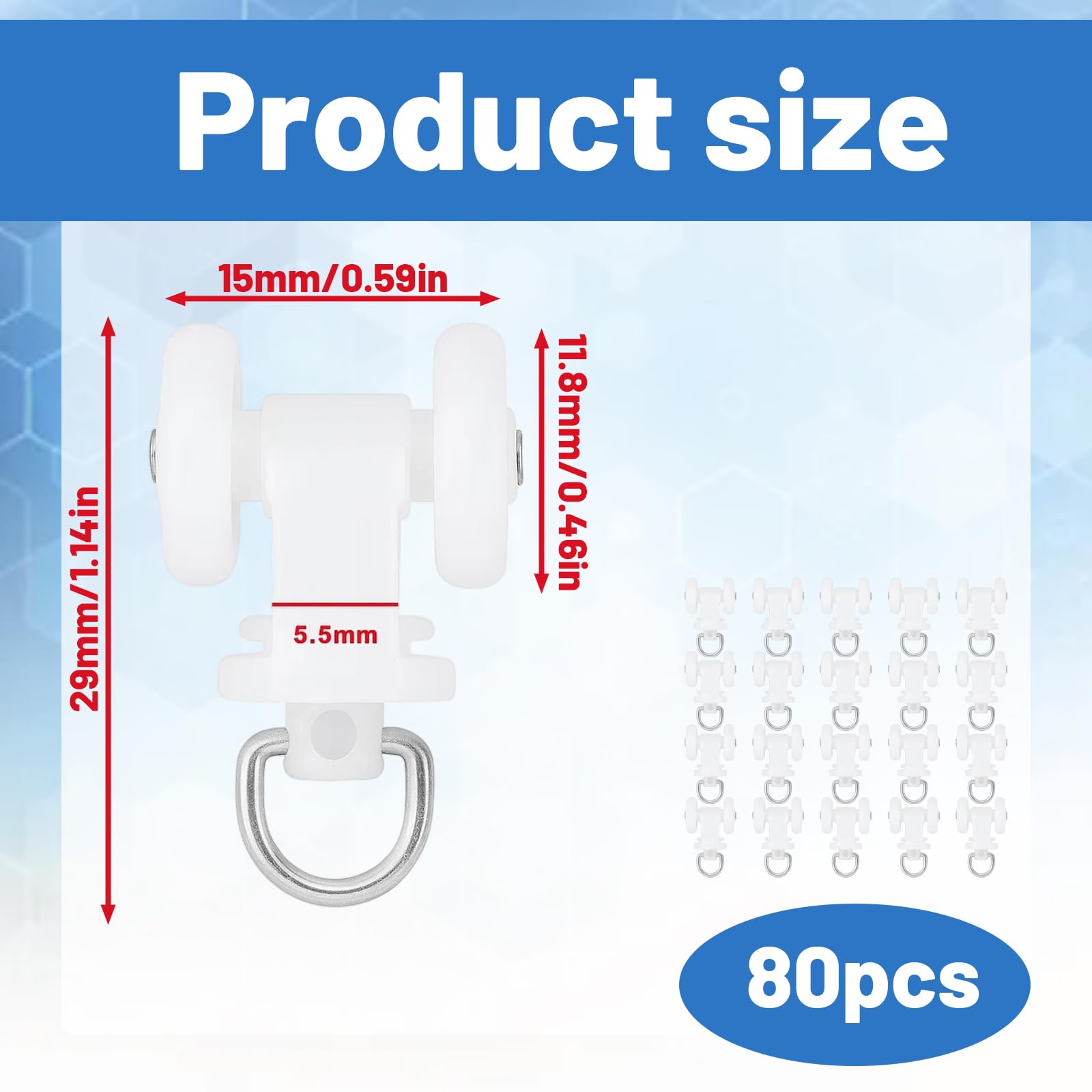 80Pcs Curtain Track Rollers, Double Curtain Track for Smooth Gliding Easy Installation Suitable for Home Office, Hotel Use (White) - Image 2