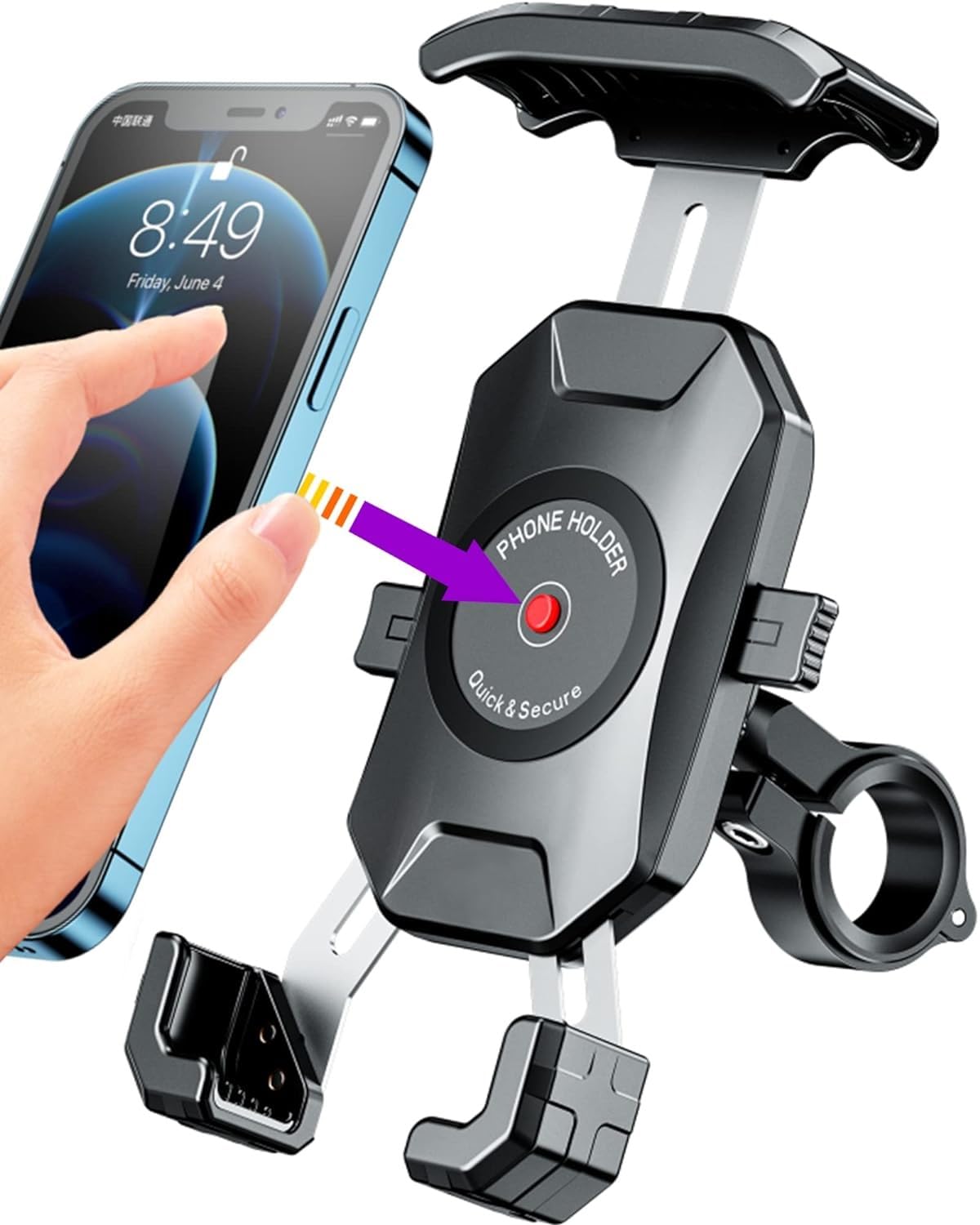 ADOFYS Bike Phone Mount for Motorcycle, Quick Release Y-Grip Waterproof Bike | Motorcycle | Scooter | Cycle | Bicycle Mobile Phone Holder Mount | 360° Rotation | for Maps and GPS Navigation-picture-5