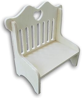 Craft Supply Loveseat Bench with Heart Cutout Miniature Wood for Dollhouse - 4.75 x 5 Inches, Brown