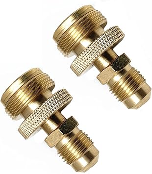 Acxico 2 pcs Grill Stove 1lb Propane Tank Regulator Adapter Connection to 3/8" Male Flare