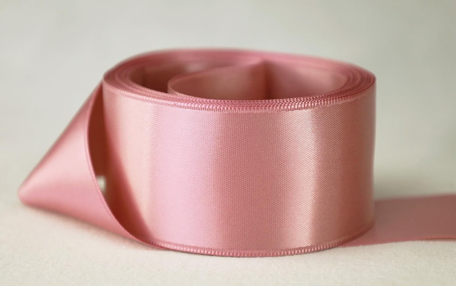 Ribbon Bazaar Double Faced Satin - Premium Gloss Finish - 100% Polyester Ribbon for Gift Wrapping, Crafts, Scrapbooking, Hair Bow, Decorating &amp; More - 3/8" Rosy Mauve 50yd Spool