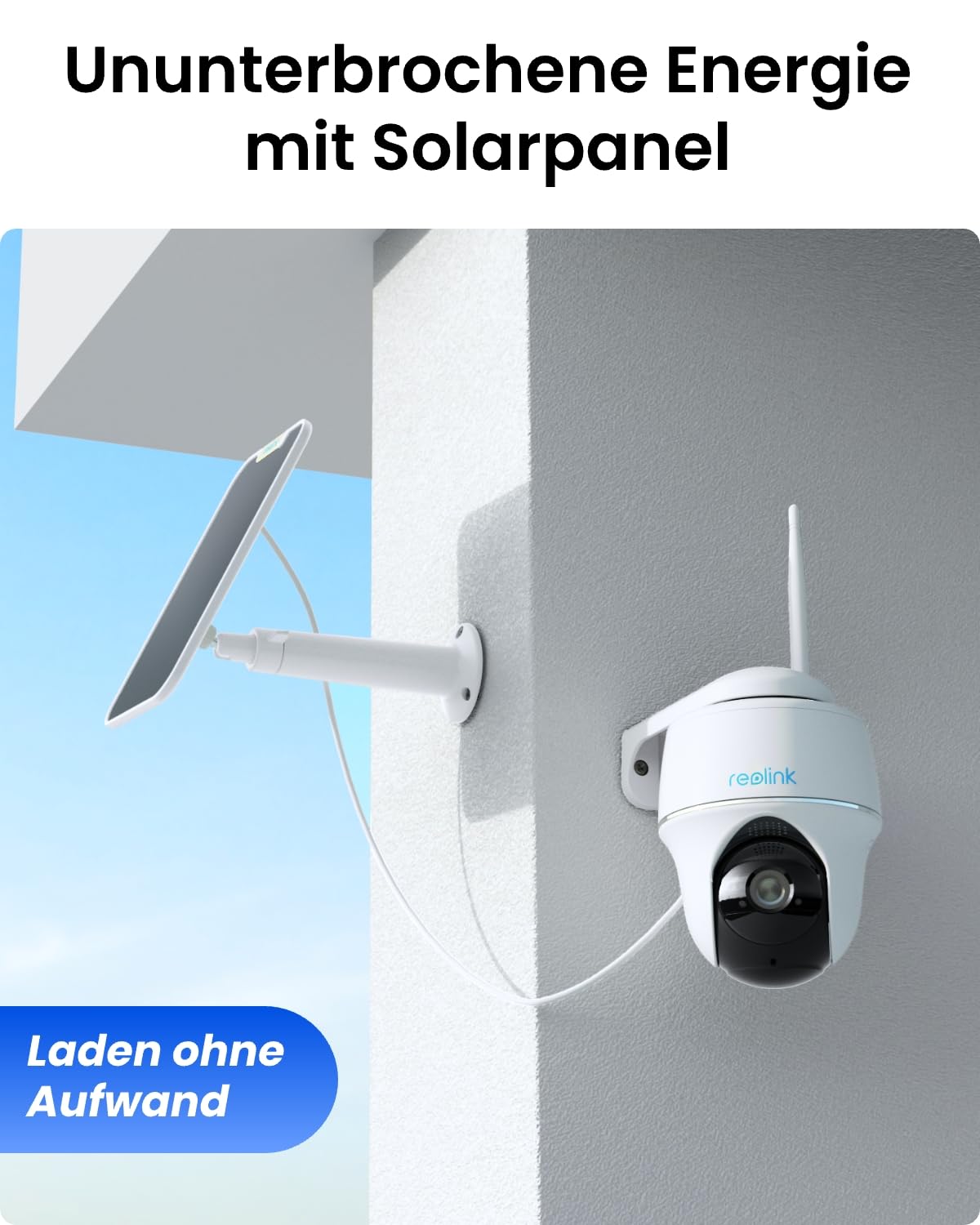 Reolink 4MP Überwachungskamera Aussen Solar mit 355°/140° Schwenkbar, 64GB inklusive, WLAN Kamera Outdoor Akku, Personen-/Fahrzeugerkennung, 2-Wege-Audio, 2.4/5GHz WiFi, Argus PT Plus mit Solarpanel