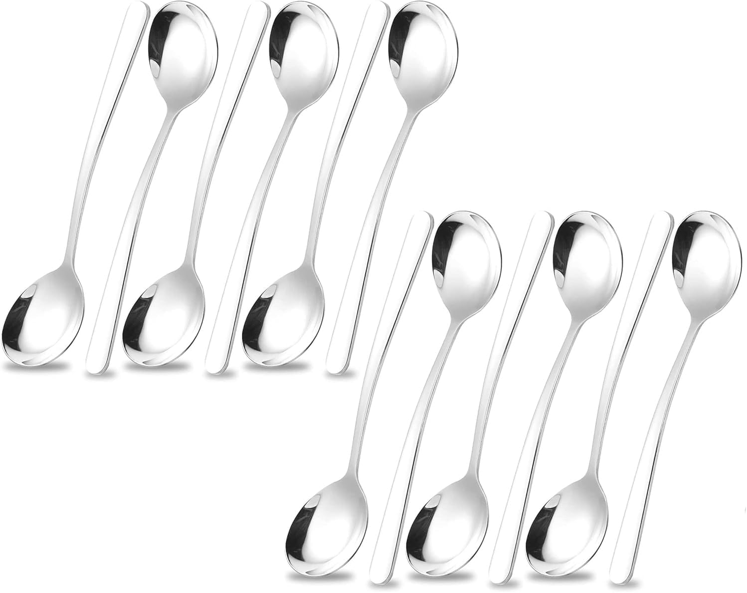 Patuka Dinner Spoons Set of 12, Food-Grade Stainless Steel Tablespoons with Mirror Polish, Heavy-Duty Metal Dessert Spoons for Daily Dining & Catering (Silver)