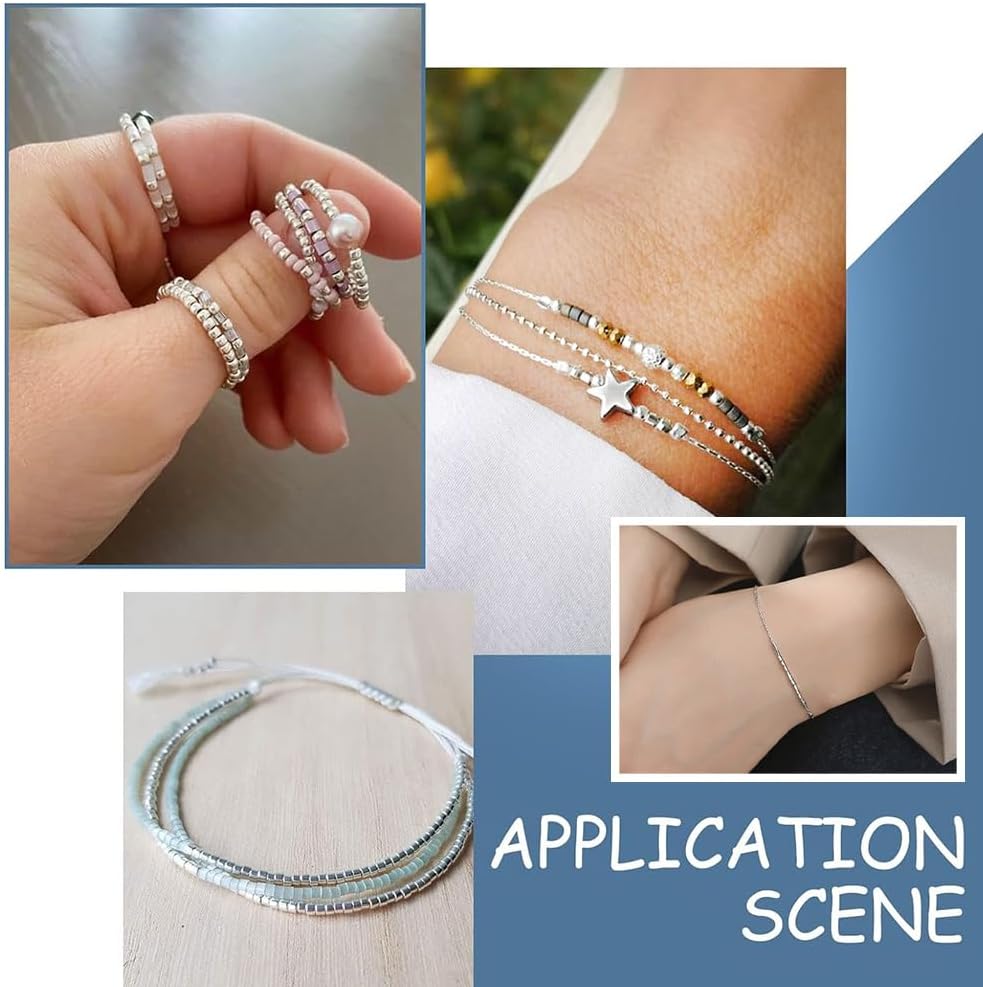 Beebeecraft 1 Box 1000Pcs Crimp Tube Beads Sterling Silver Plated Column Spacer Beads Link Connector for Bracelet Necklace Jewellery Making Findings Supplies