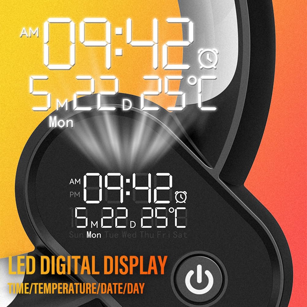 Rhythm Atmosphere Lamp, Sunrise Alarm Clock Wake Up Light, Altoparlante Bluetooth, Luce diurna e notturna con telecomando, Lampada da tavolo dimmerabile Luce notturna per camera da letto white