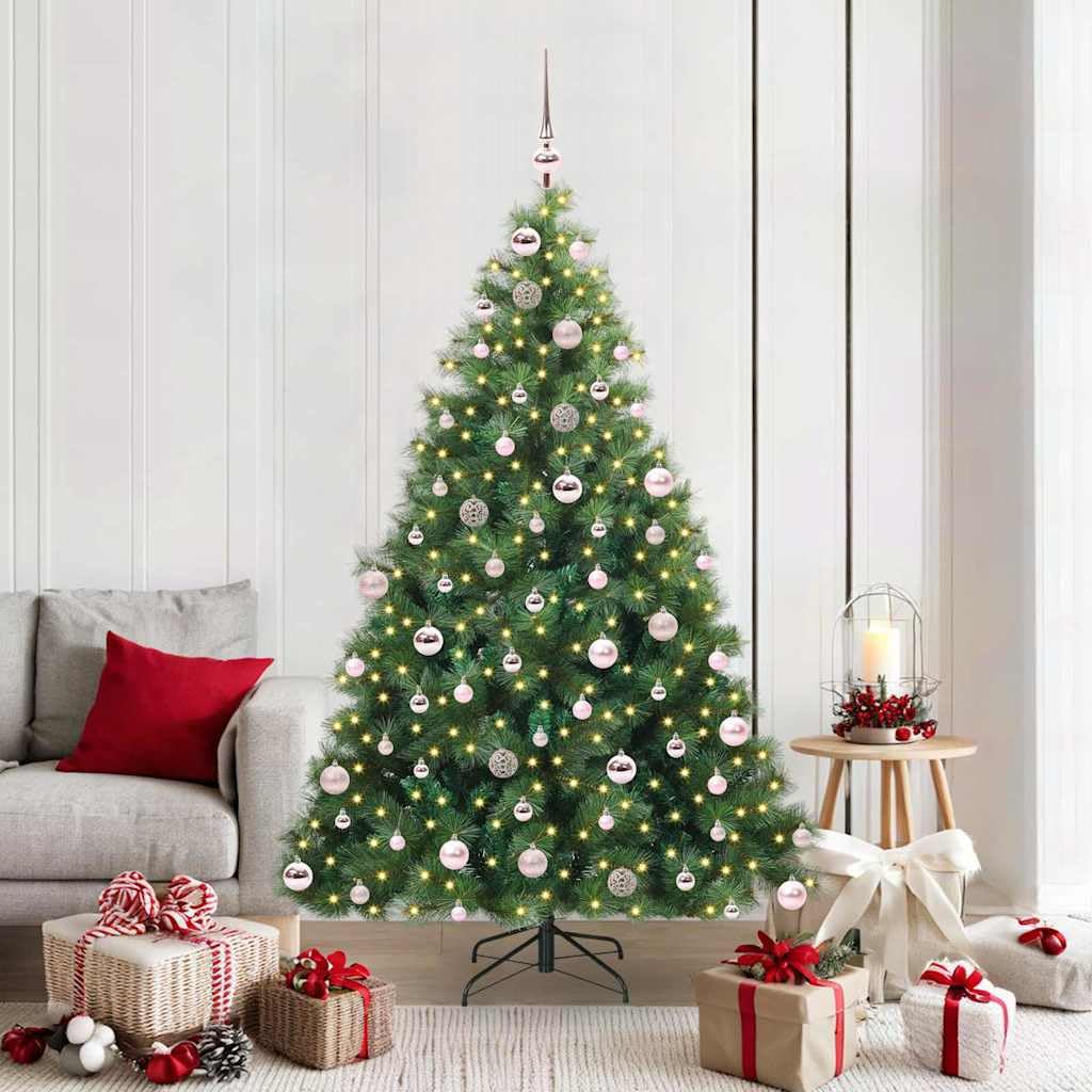 Sapin de Noël artificiel vert 180 cm PE/PVC avec 300 LED blanc chaud USB