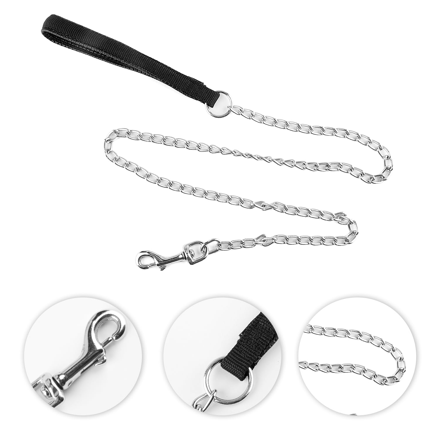 Bojueshaw Pet Collar with Metal Chain, Durable Dog Traction Rope with Comfortable Handle for Outdoor Walks Gardens - Image 3