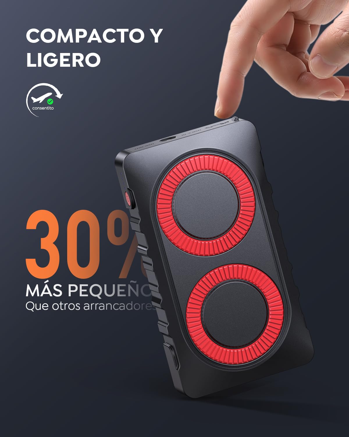 Booster Avviamento Auto 2000A 12800mAh Starter Batteria Auto Portatile, Avviatore Emergenza per Auto con Impermeabile IP67, Ricarica rapida, Luce, Compatto (Fino a 6.5L Gas/5.5L Diesel)