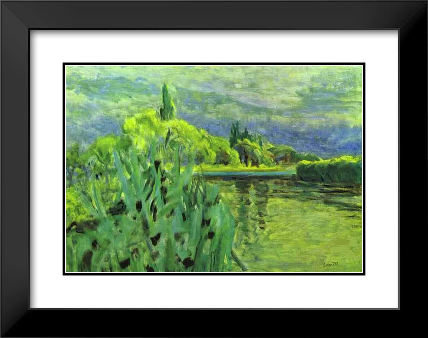 ArtDirect Bonnard, Pierre 24x19 Black Modern Framed Art Print with Double Matting Titled: The Seine