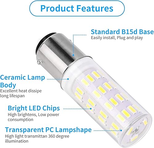 Miniatura 4 de BA15D LED 1142 12V-24V 5W Bombilla blanca, bajo voltaje 1004 1076 1130 1142 1176 equivalente a 45 W, bayoneta de doble contacto para remolque de
