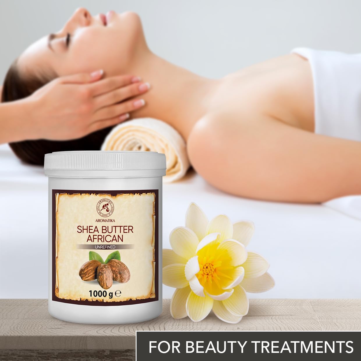 AROMATIKA Shea Butter 35 Oz - Unrefined & Cold Pressed - Africa - Ghana - 100% Pure & Natural Shea Butter Body Butter - Unrefined Raw - Intensive Care for The Face - Body - Hair - Image 2