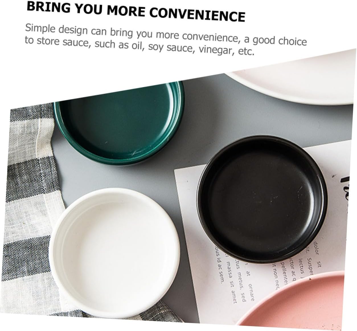 4pcs Japanese Style Ceramic Sauce Dishes Multipurpose Condiment Plates for Dipping Seasoning and Appetizers Black Kitchen Gadgets