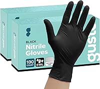 Vista 8 de Comfy Package Guantes de nitrilo negros RESISTENTES de 6 mil, resistentes a químicos, sin látex y sin polvo, con yemas texturizadas, guantes