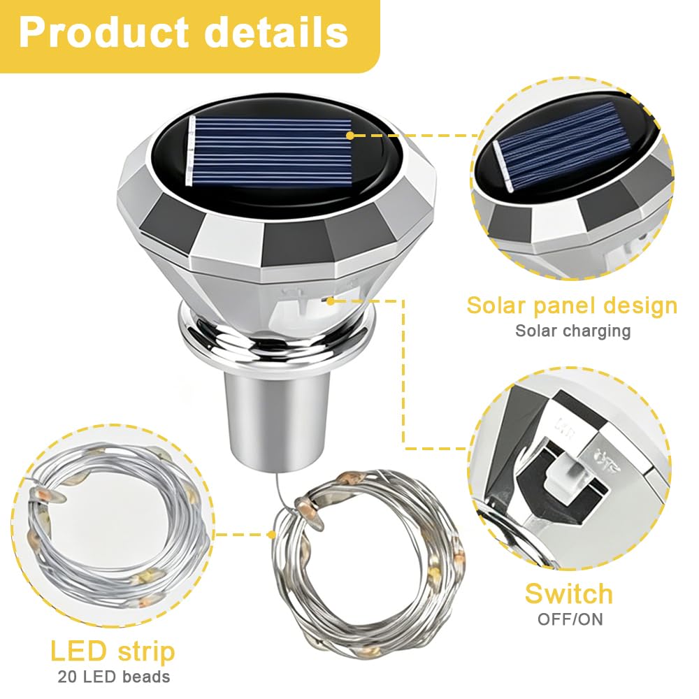 8 Unidades De Luces Solares LED Para Botellas,20 Ledes,2 M, Luces Solares Para Botellas,Solar Luces Para Botellas,Unidades De Botellas Solares Para Exteriores Para Botellas,Bricolaje,Fiestas