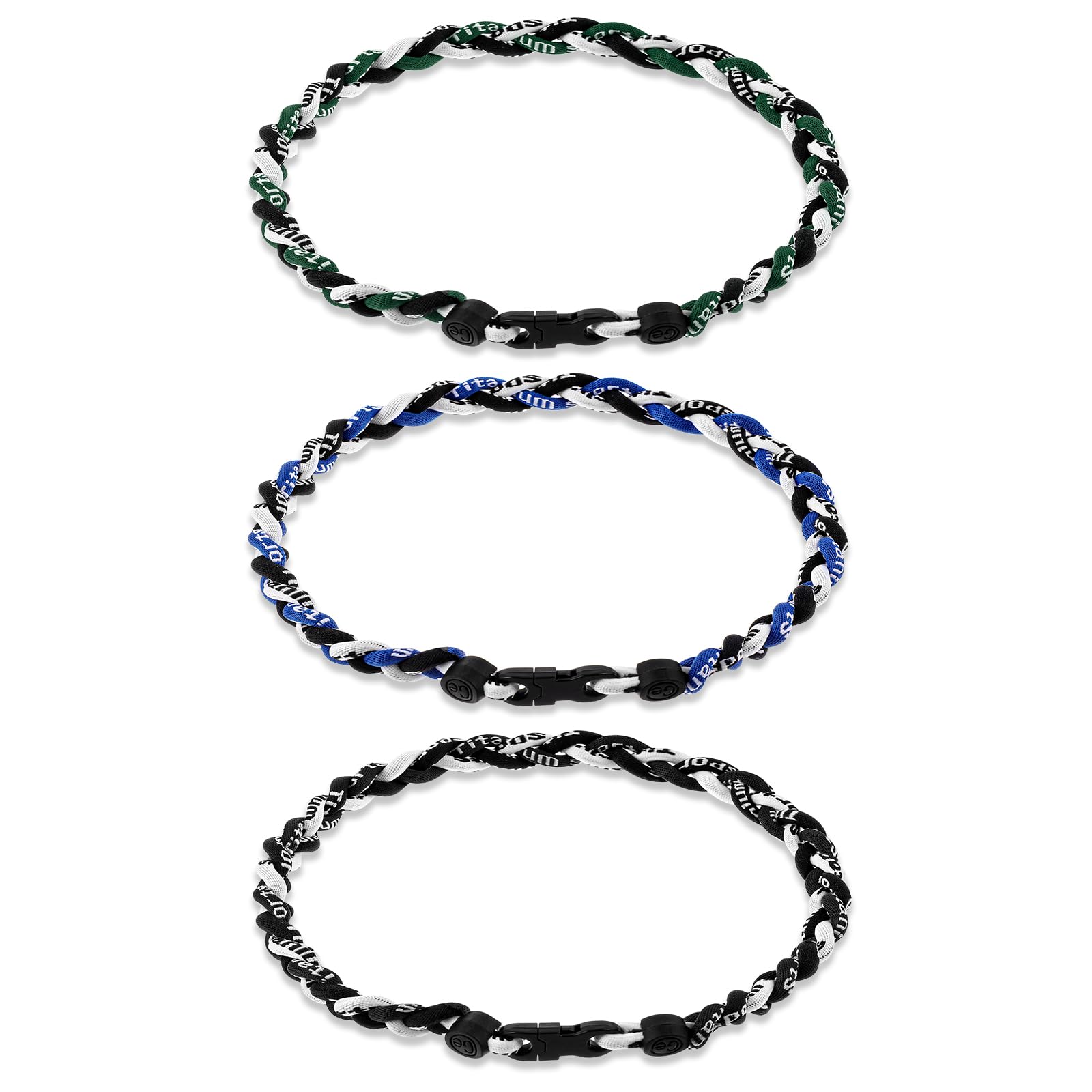 Junkin Baseball Necklaces Three Braided Rope Titanium Necklace for Fans Team Gifts Boys Men Player Softball Sports