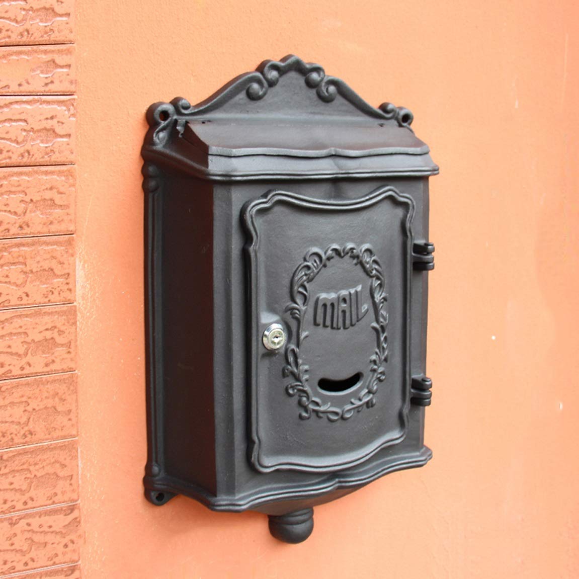 Villa Briefkasten für den Außenbereich, Frontplatte, Aluminiumguss, Edelstahl, für den Außenbereich, Zeitungsbox, Wandbehang, europäischer Briefkasten, Briefkasten, Wand, Vintage