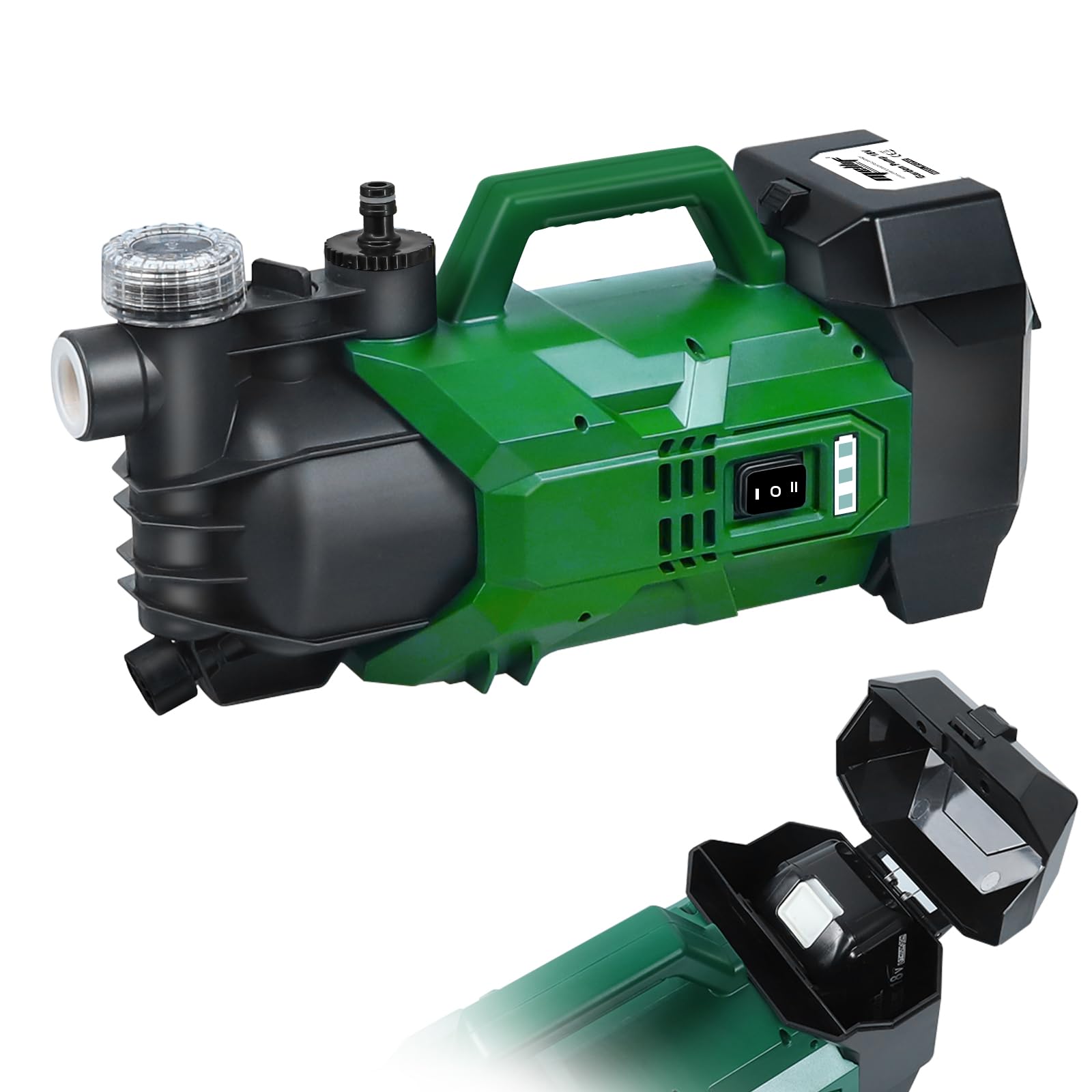 Akku Wasserpumpe für Makita akku 18V, Gartenpumpe mit 2800 L/h Förderleistung, 22m Förderhöhe, 6m Ansaughöhe, 2.2 Bar Druck für Bewässerung, Entwässerung(Ohne Akku)