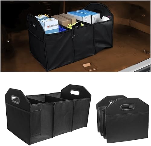 Organizador de maletero de automóvil, caja de almacenamiento plegable de 42 litros con asas y compartimentos reforzados, accesorios de organización