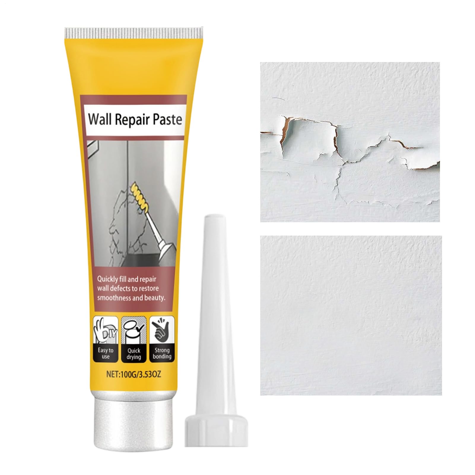 Hole Filler - 100g Quick Drying Wall Repair Paste, Ceiling & Drywall Crack, Putty, Easy DIY Patch Solution, Home Renovation for Bathroom, Balcony, Bedroom & Kitchen