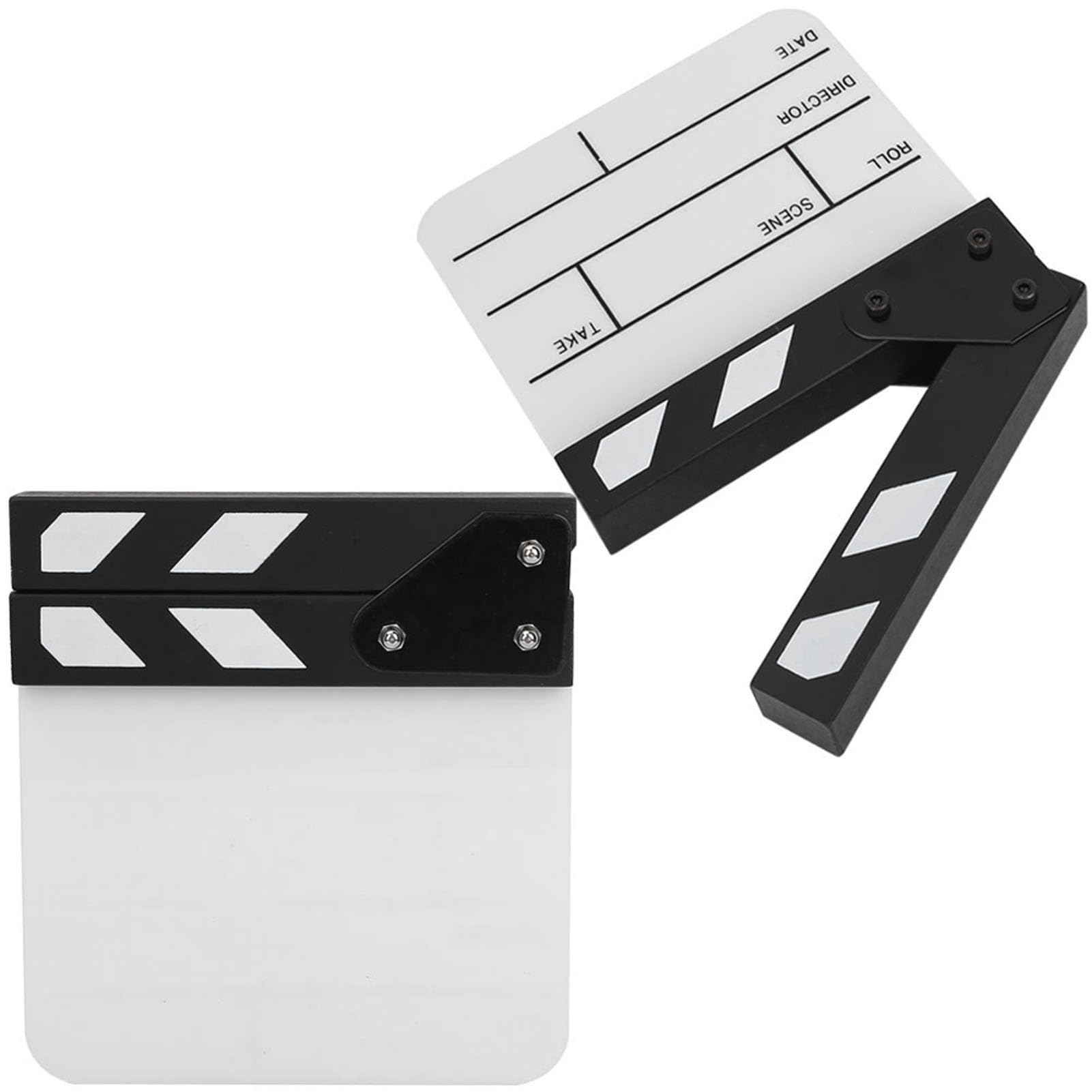 EBTOOLS Tablica do klaskania z folii akrylowej, scena reżyserska Clapperboard TV Movie Action Board Rekwizyt do cięcia folii z piórem, 5,9 * 6,5 * 1 cal (biały i czarny)