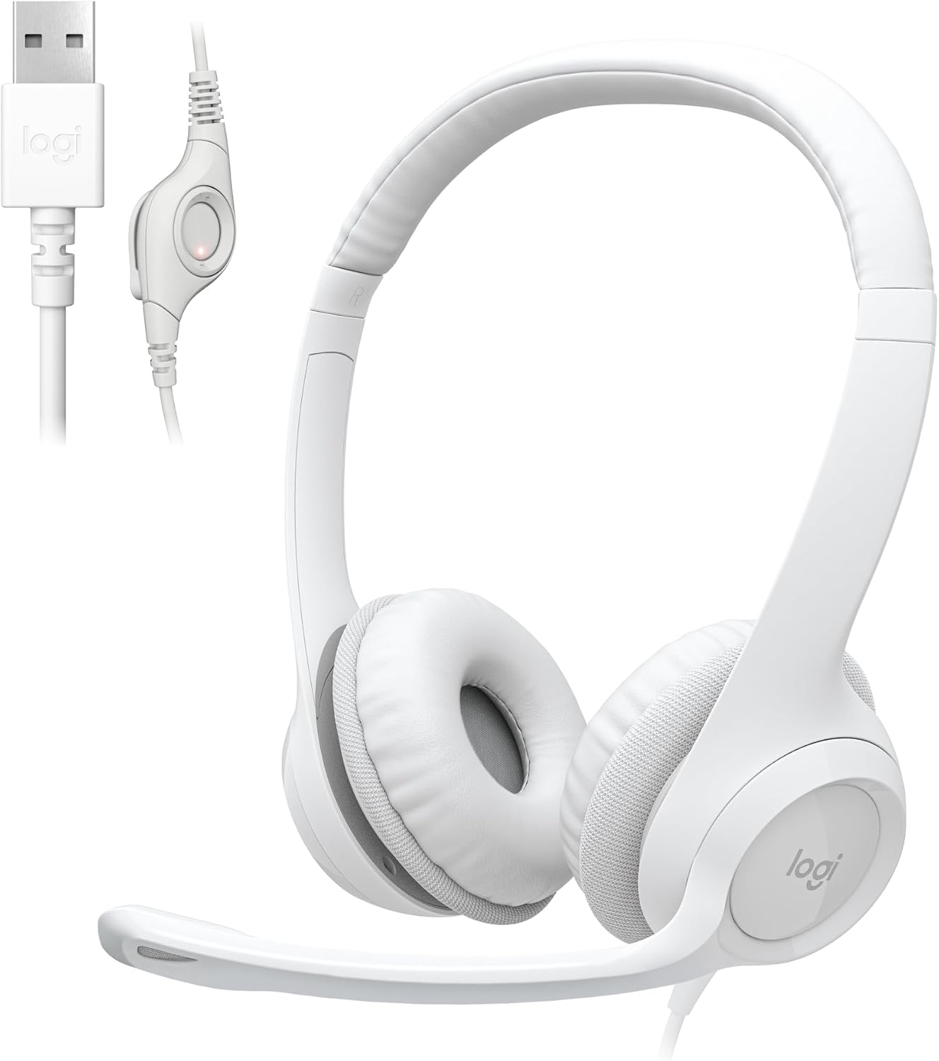 Logicool ヘッドセット USB 接続 ノイズキャンセリング マイク付き H390rOW ステレオ コントロール 軽量 マイク ヘッドホン ヘッドフォン オフホワイト windows mac Chrome テレワーク リモートワーク 
