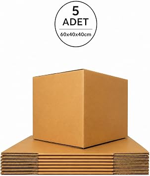 60x40x40cm 5 ADET  ift Oluklu Kal n Karton Koli Kutu Ev Ta ma-Kargo-Ta nma- eyiz