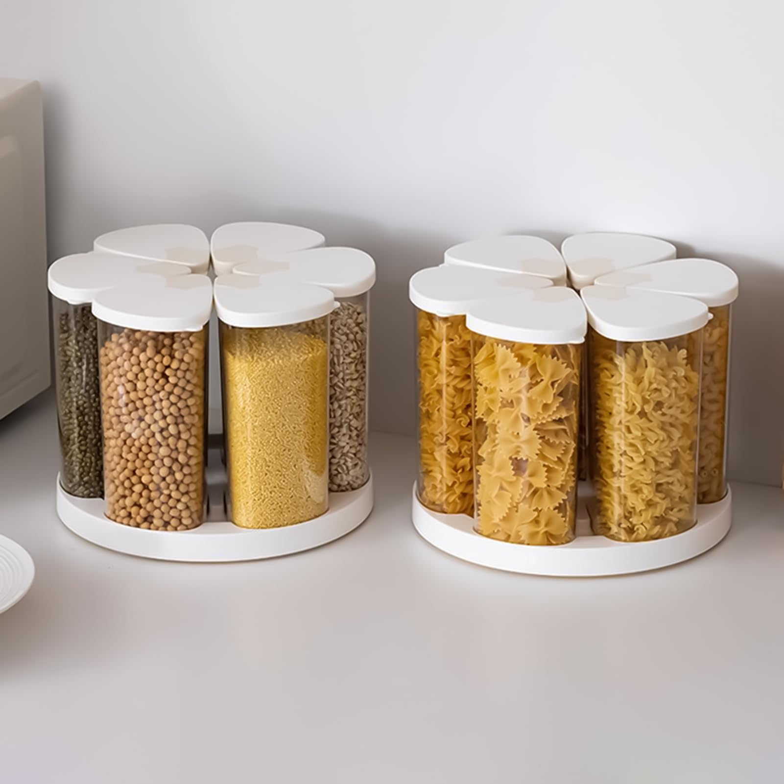 Distributeur De Céréales Rotatif - 6 Grilles De Rangement De Cuisine | Organisateur De -Manger Avec 6 Cases | Récipient De Stockage Alimentaire Pour Sucre Farine Légumes Bonbons Haricots De Sucre