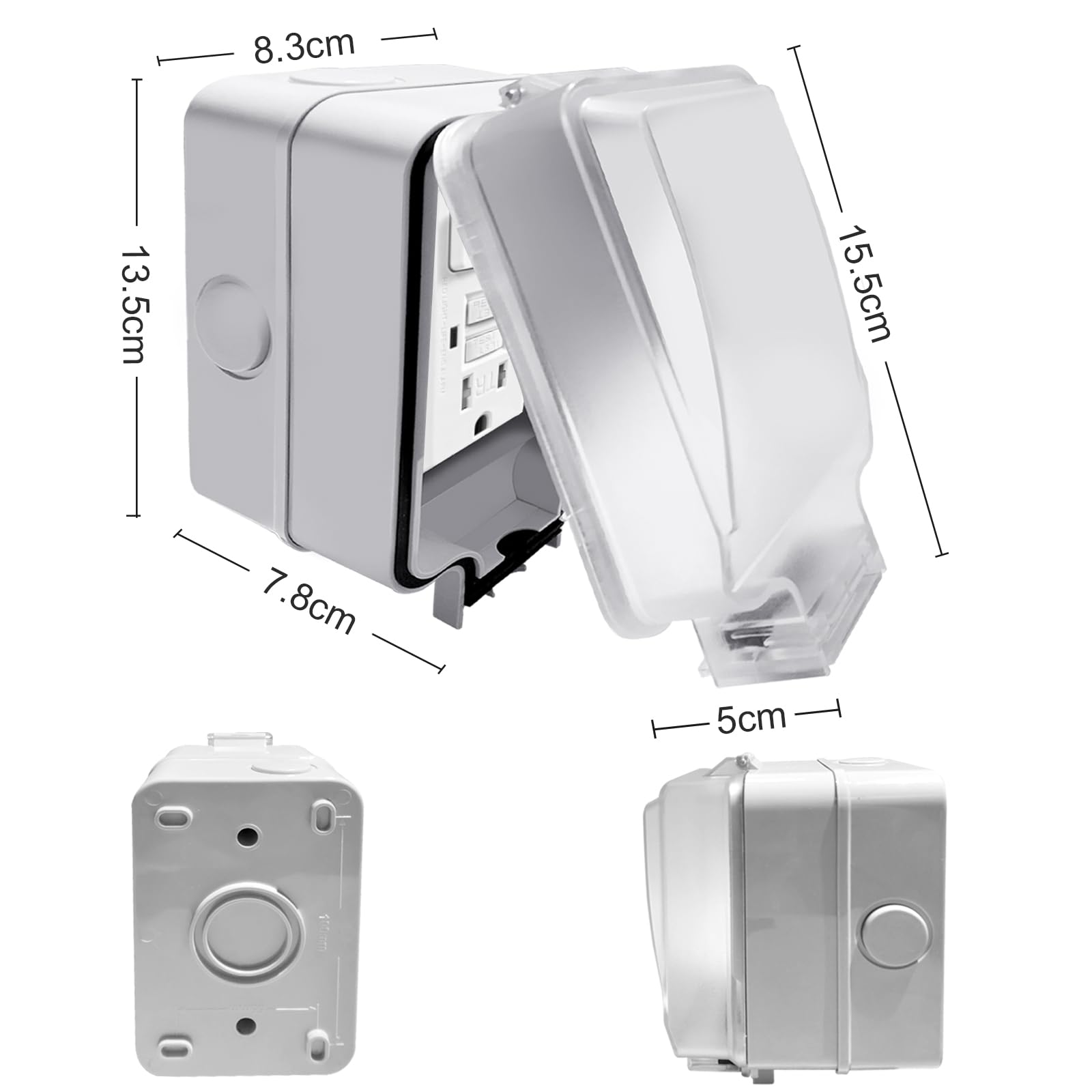Toptozl 20 Ap GFCI Outdoor Electrical Outlet Box And 15 Ap Outdoor
