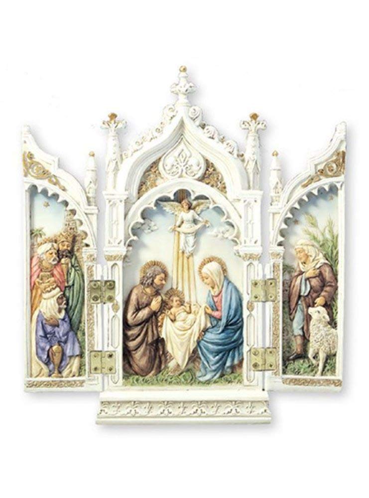 Osiris Trading UK Nativity Triptych Religious Ornament Figurine Statue Symbol Worship Sculpture Home Christmas Decoration