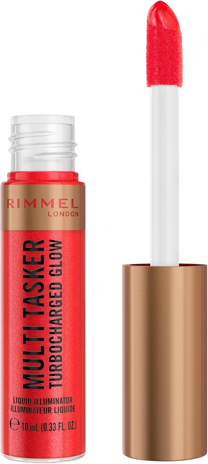 Rimmel London Multi Tasker Turbocharged Glow, 003 Personaggio principale, Illuminante liquido per il viso, Perline riflettenti, Luminosità naturale, Vitamina C ed E, Formula vegana, 10 ml