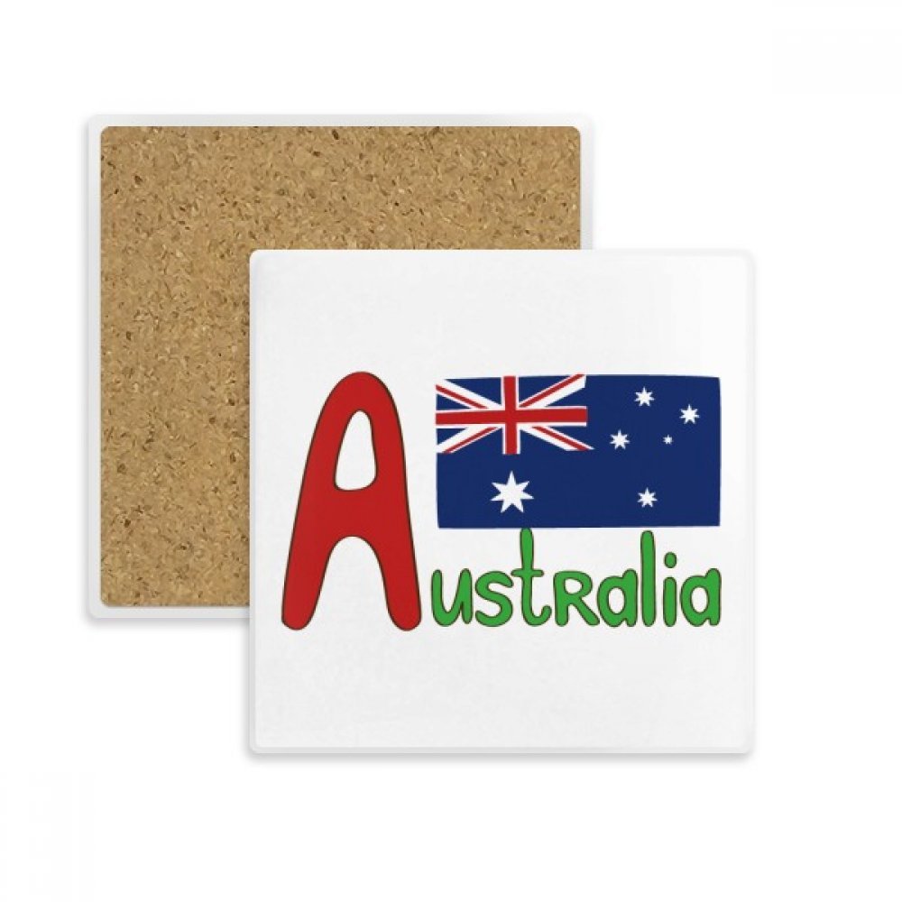 Coaster Australie dessous de verre carré absorbant rouge bleu