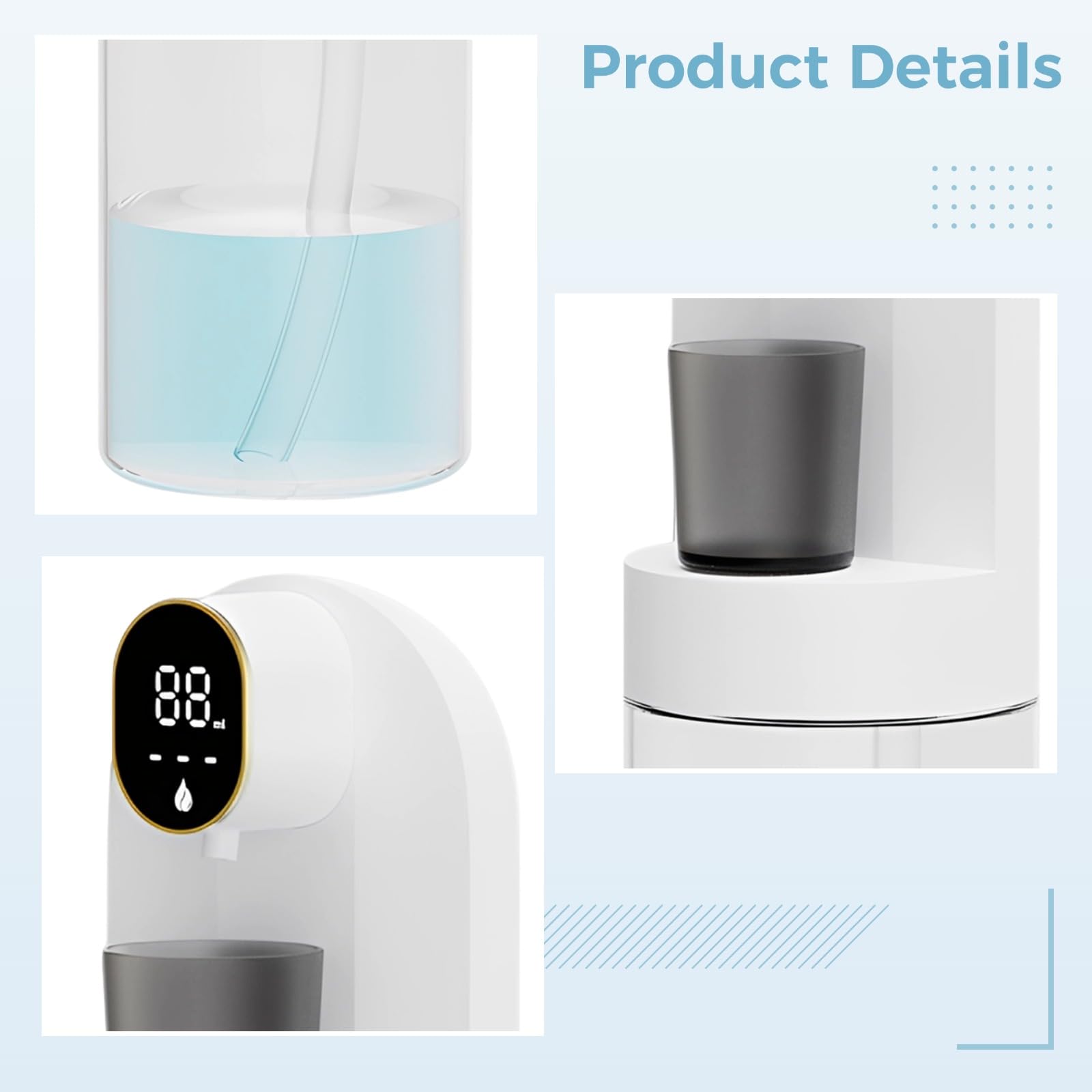 Automatischer Mundspülungs-Spender für Badezimmer, Berührungsloser Smarter Mundspülungs-Spender, Becher mit starker Haftkraft, 600 ml, 4 einstellbare Stufen, Tischgerät, Weiß