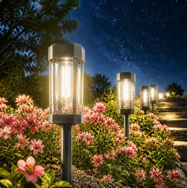 Solar Pathway Lights Outdoor 8 Pack, IP65 Waterproof Solar Powered LED Walkway Lights for Garden Yard Lawn Patio