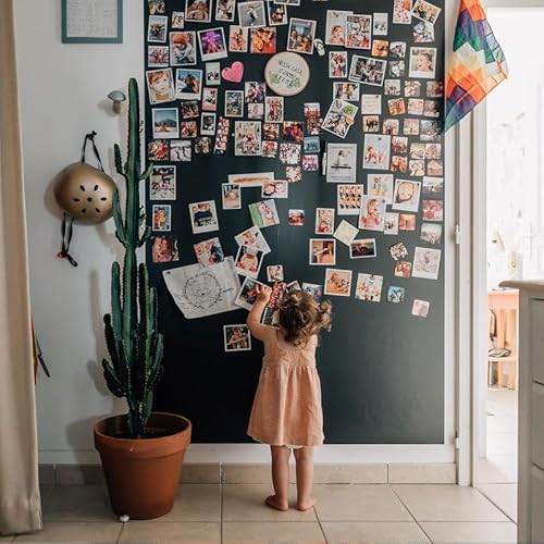 FERFLEX - Kit carta da parati magnetica - Adesivo Nero Riposizionabile - Ardesia cancellabile - Decorazione murale - 8 magneti d'argento inclusi - 2,60mx60cm