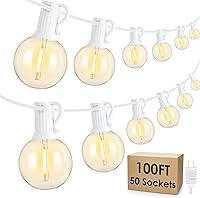 Vista 9 de Mlambert Luces de Cadena LED para Exteriores de 300 Pies (3x100 Pies) Regulables Impermeables G40 Globo Luces de Patio con 150+7 Bombillas Blanco