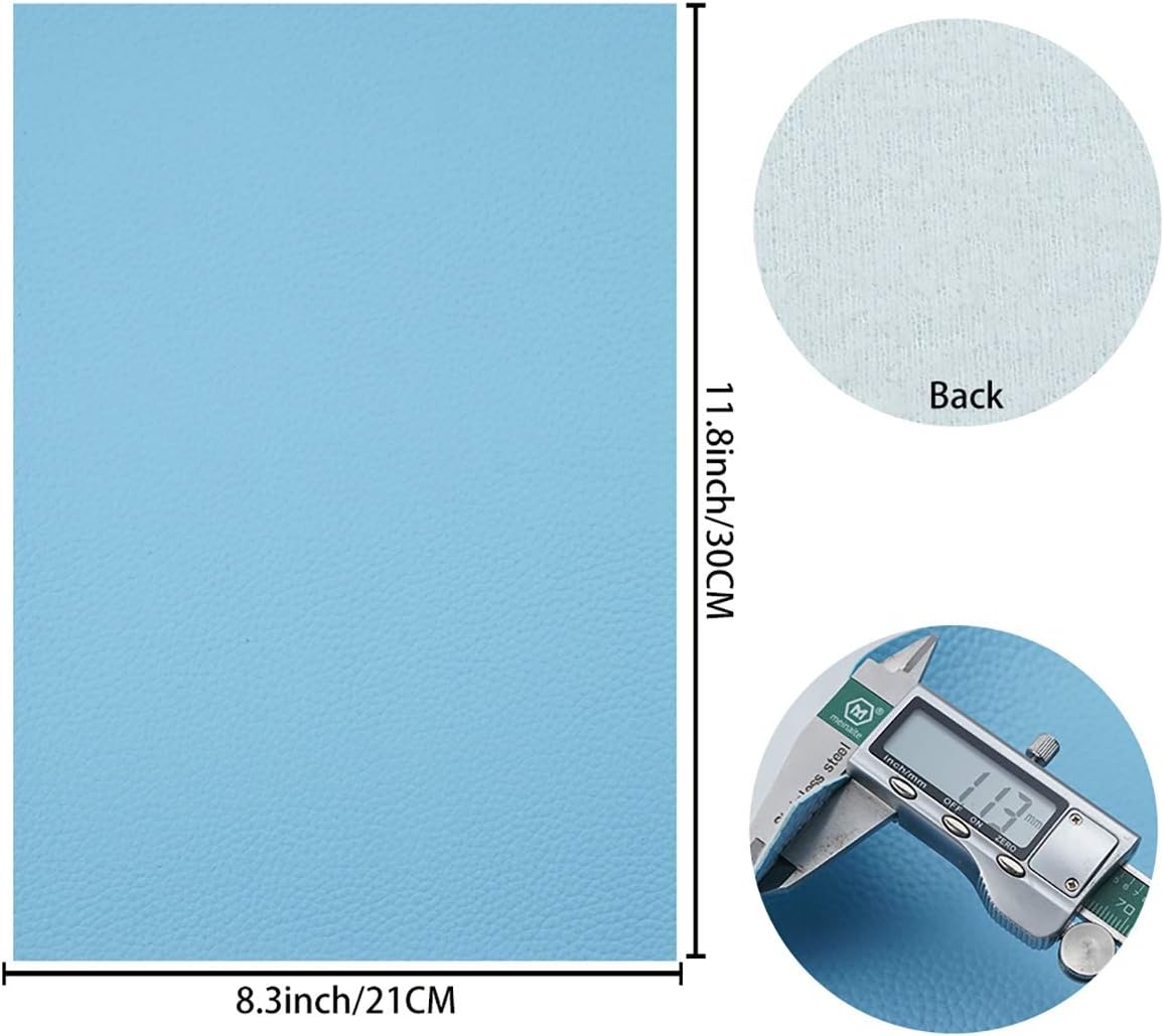 LITCHI 8 Pieces 8x12 Inch Bright Color Litchi Grain Texture Faux Leather Fabric Sheets for Bows and Earrings