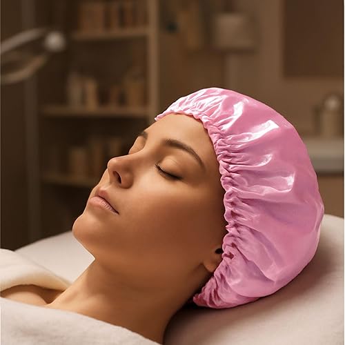 Miniatura 6 de Smilco Paquete de 4 gorros de ducha para mujer, reutilizables, impermeables, de doble capa, cubierta elástica grande de EVA para ducha, se adapta a