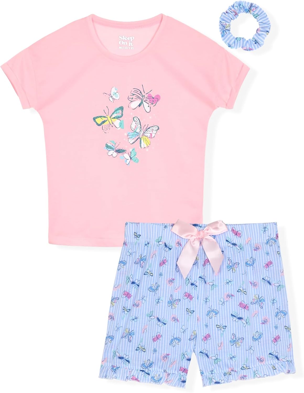 Sleep On It Girls Pajamas Short Sets 4 Piece Tank Top and Short Sleeve Summer Sleepwear for Kids (2 Full Sets)