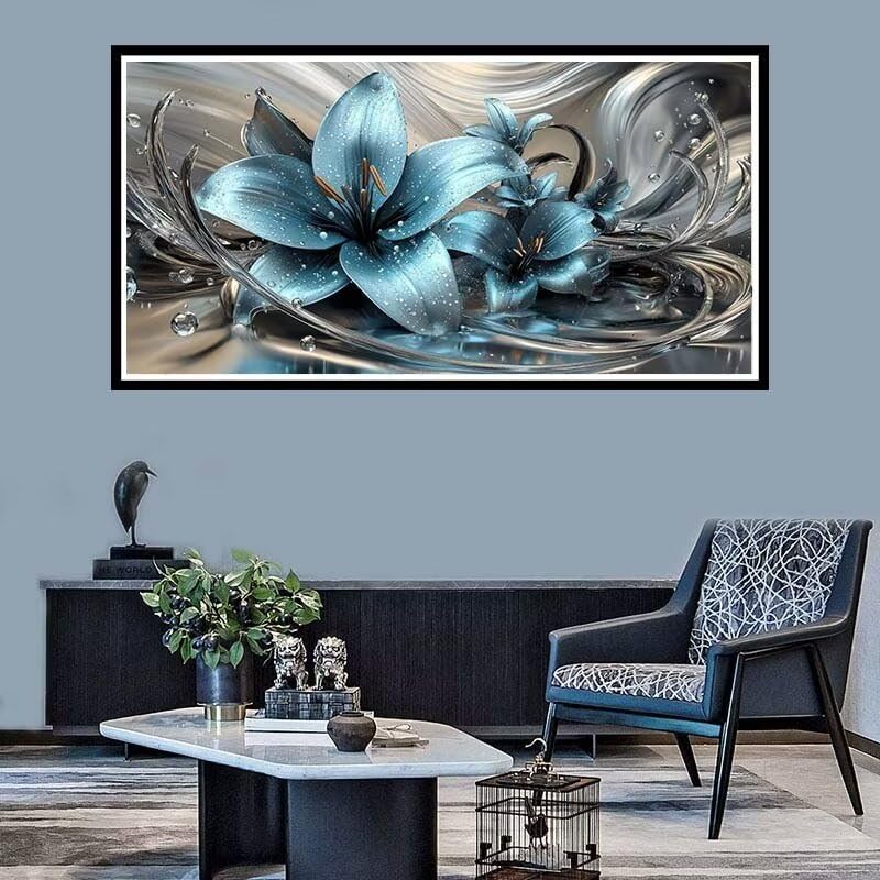 Flor Diamond Painting Grande 40x80cm, DIY 5D Diamond Painting Rhinestone, Diamond Painting Kit Completo, Kit Punto De Cruz Diamante EstráS Pittura,Regalo DecoracióN de Craft Pared del Hogar Lirio-f777