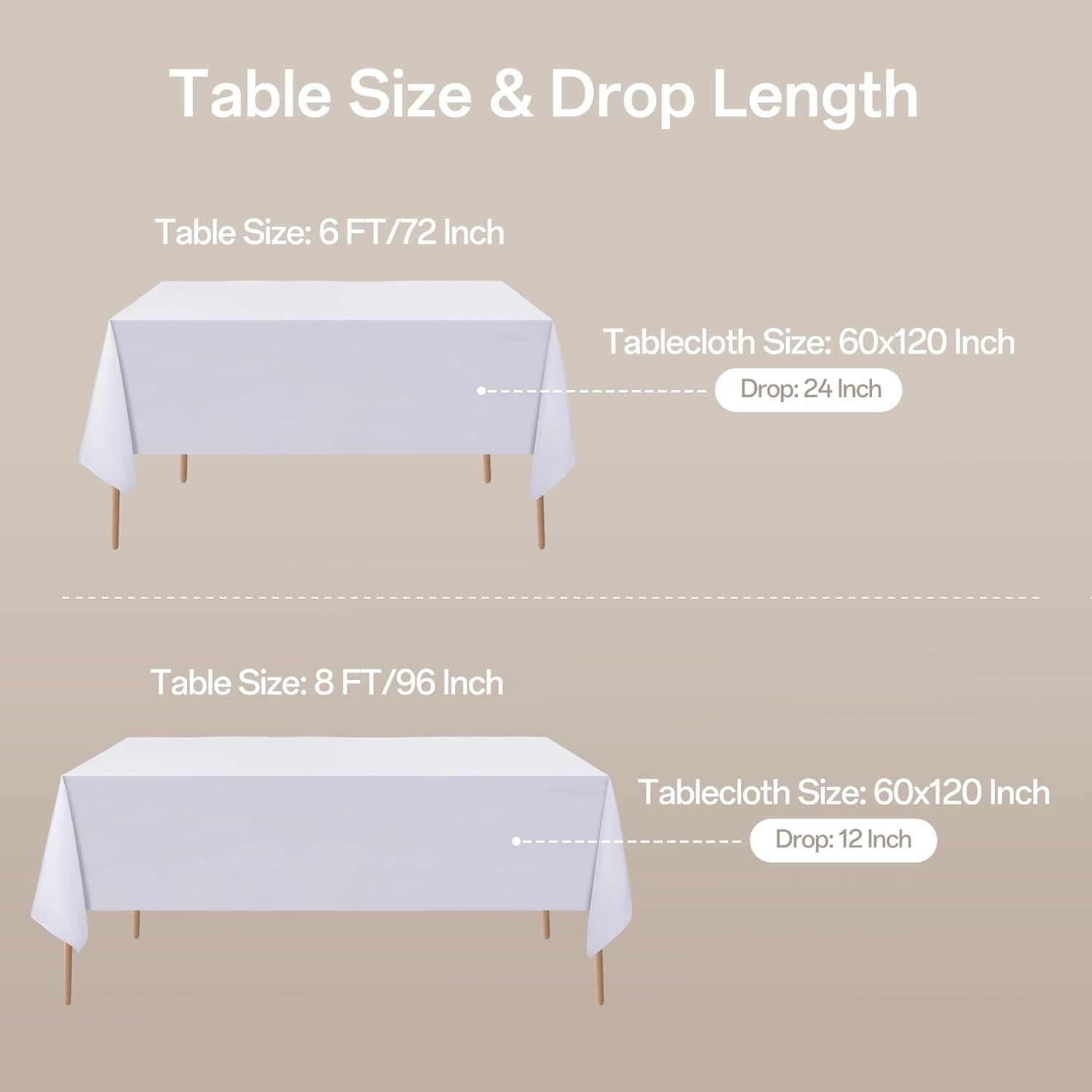 joy Round Tablecloths 90 Inch White Polyester Table Cloth for 30-60