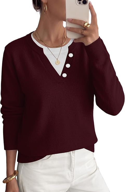 WIHOLL Lightweight Sweaters for Women Long Sleeve Knitwear