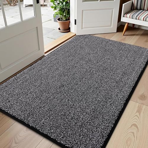 Image of smiry Absorbent Door Mat, Dirt Trapper Door Matts Indoor, 90X150, Black