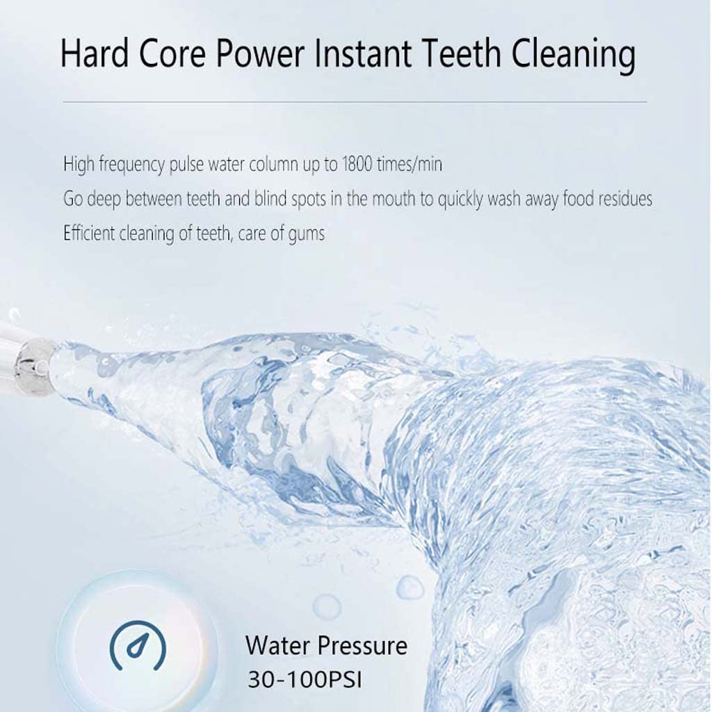 Idropulsore per denti senza fili con 4 modalità, irrigatore orale con rotazione a 360°, impermeabile IPX7, 300 ml e 2 punte a getto Detergente per denti con presa d'acqua, ricaricabile tramite USB