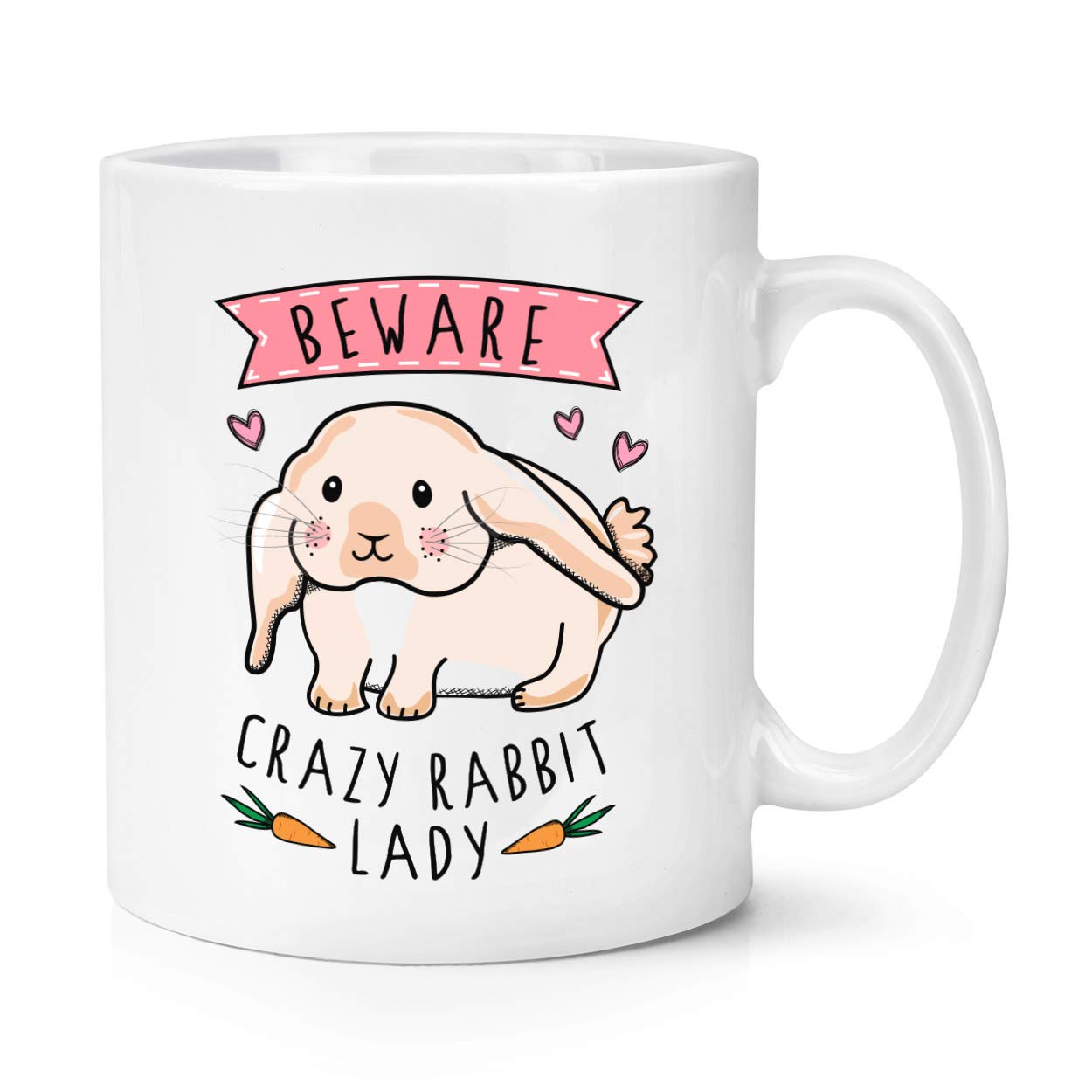 Gift Base White Beware Crazy Rabbit Lady 10Oz Mug Cup