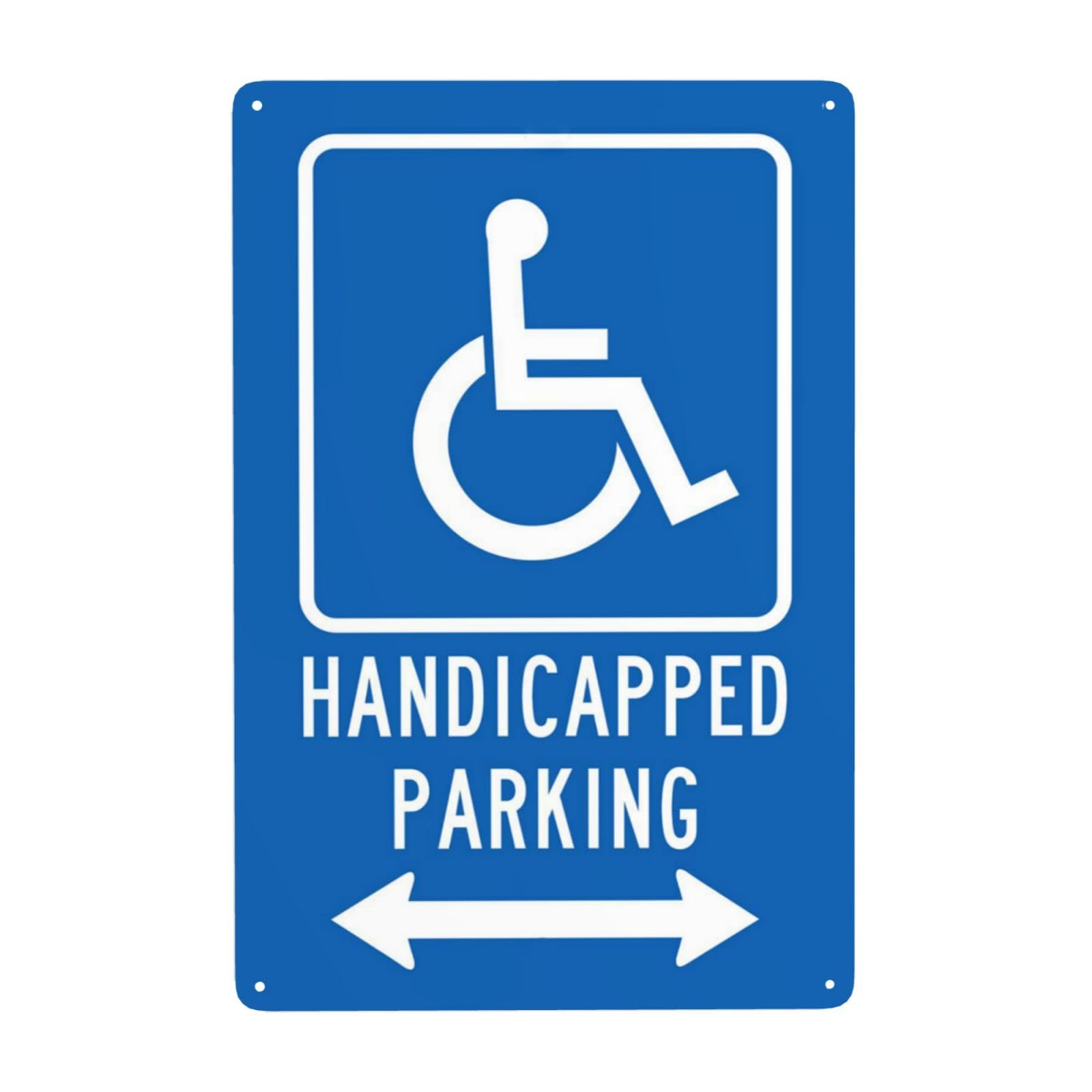 SMAZDFXX Bidirectional Handicapped Parking Metal Warning Signs, Cautions Security Tin Sign, Safety Signs for Street Business Wall Decor 5.5"x8"
