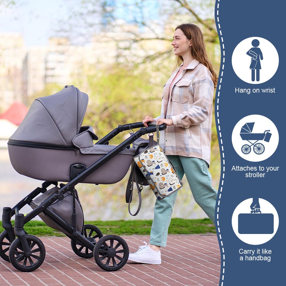 HOTUT Fasciatoio Portatile Pieghevole da Viaggio, Kit Cambio Pannolino per Neonato Esterno Casa Viaggio, Portable Tappetino Borsa per Il Cambio Pannolino, Regalo Battesimo Bimbo