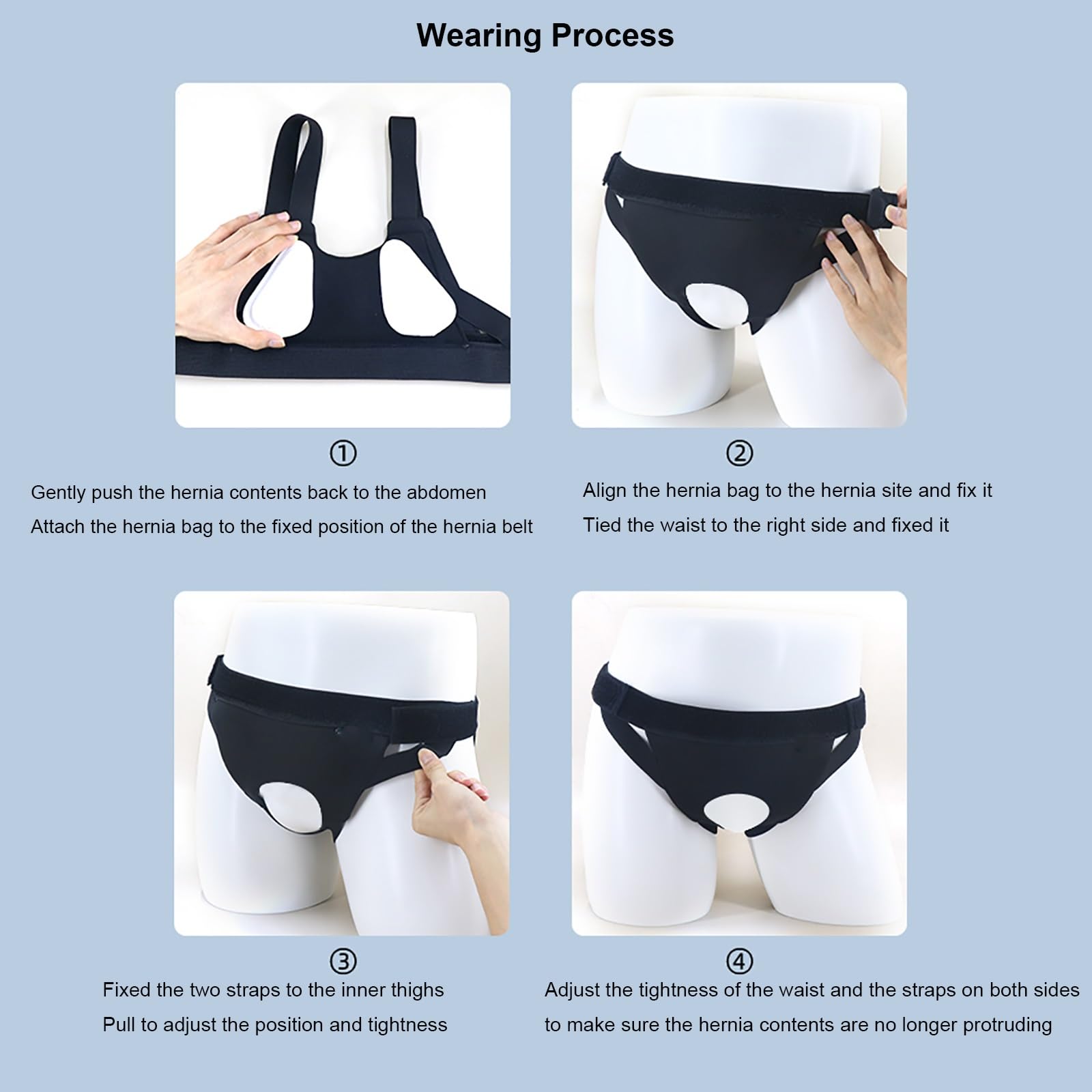 Bruchband Leistenbruch, Leistenbruchgürtel für Männer und Frauen mit Abnehmbarem Kompressionspolster und Verstellbaren HüFtgurten, Leistenbruch Slip Herren, Einseitig und Beidseitig(Black,Medium)