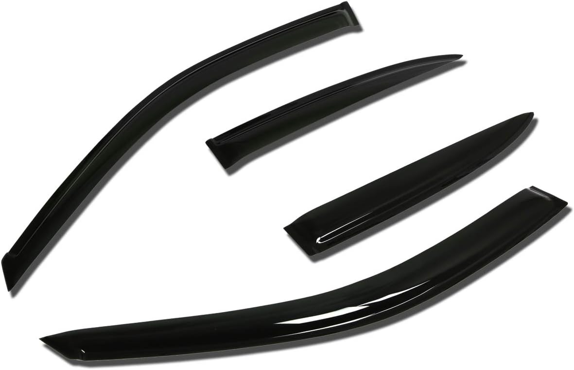 Auto Dynasty Window Visors Compatible with 01-05 Honda Civic 4-Door, 4Pcs Front & Rear Tape-On Window Vent Visor Deflectors Rain Guard, Glossy Dark Smoke