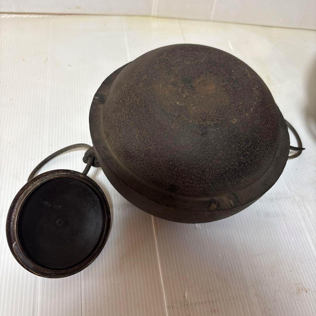 ★入手困難★【ノーブランド品】年代物茶道具 唐銅鬼面風炉釜 風炉釜 茶釜